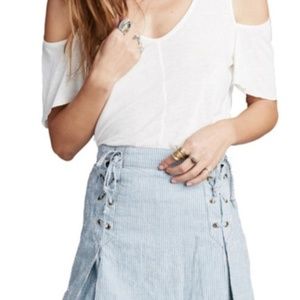 Free People Ivory Bittersweet Cold Shoulder Top